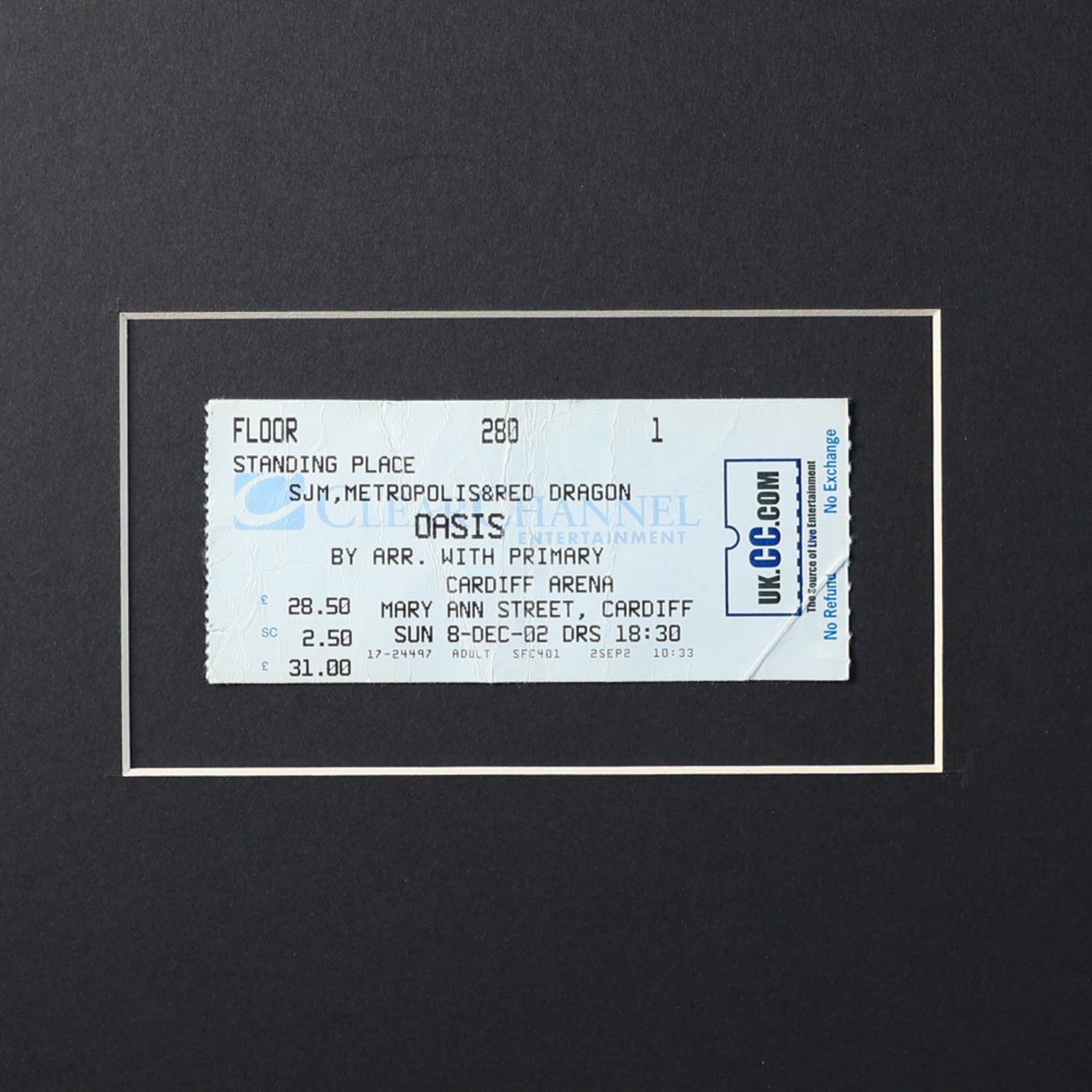 Cardiff International Arena 2002 Framed Ticket - New Item