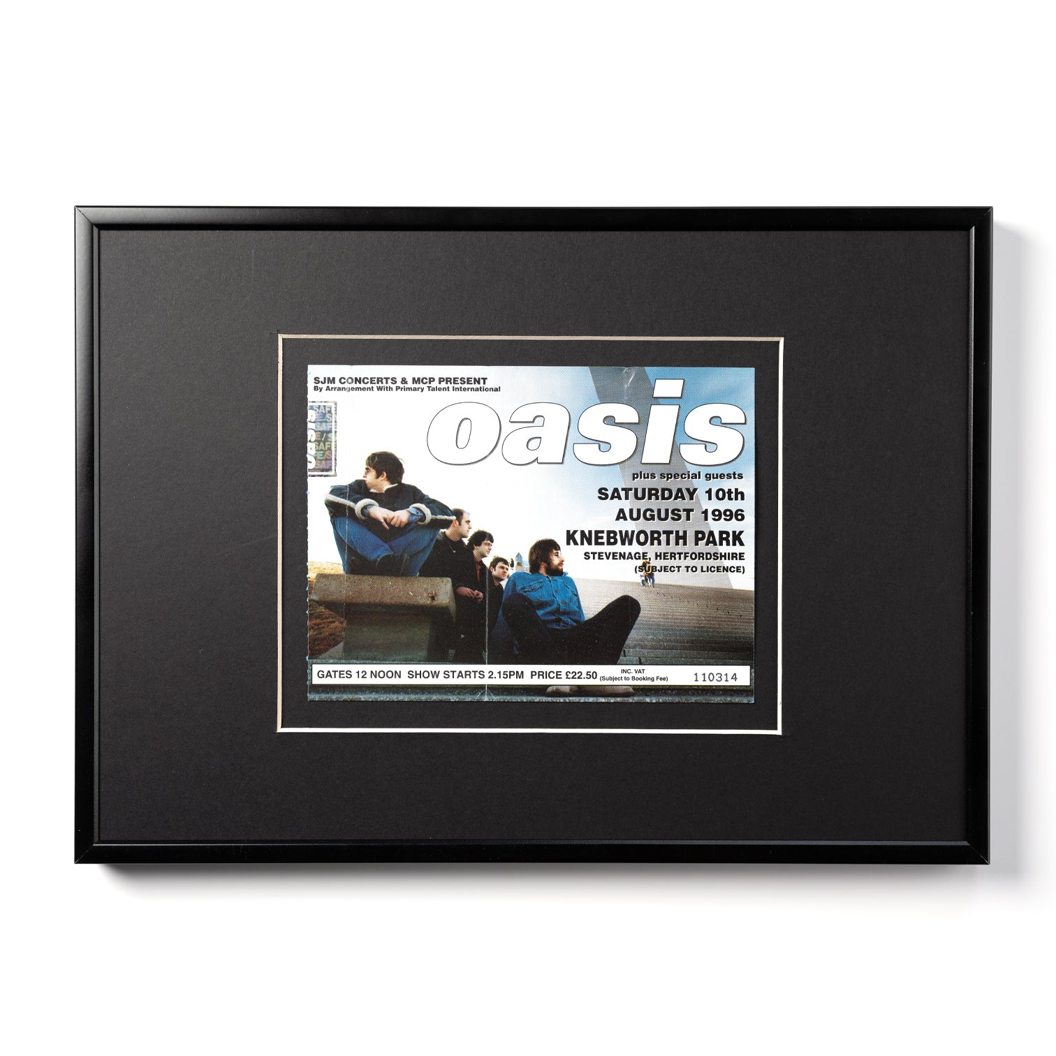 Oasis - Knebworth Saturday Ticket Framed  - New Item