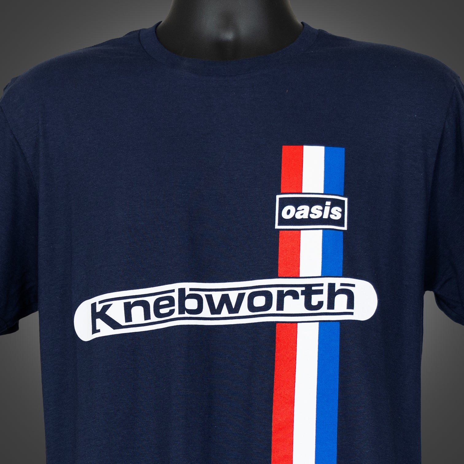 Oasis - Knebworth T Shirt - Navy Blue - New Item