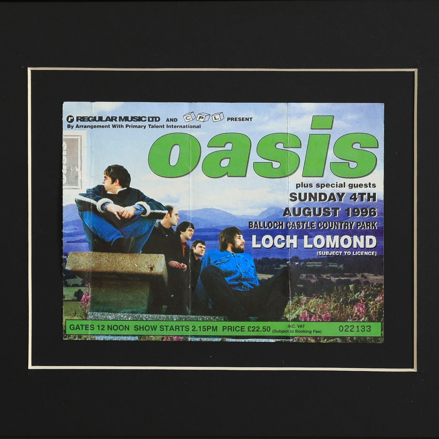 Oasis - Live At Loch Lomond Framed Ticket - New Item