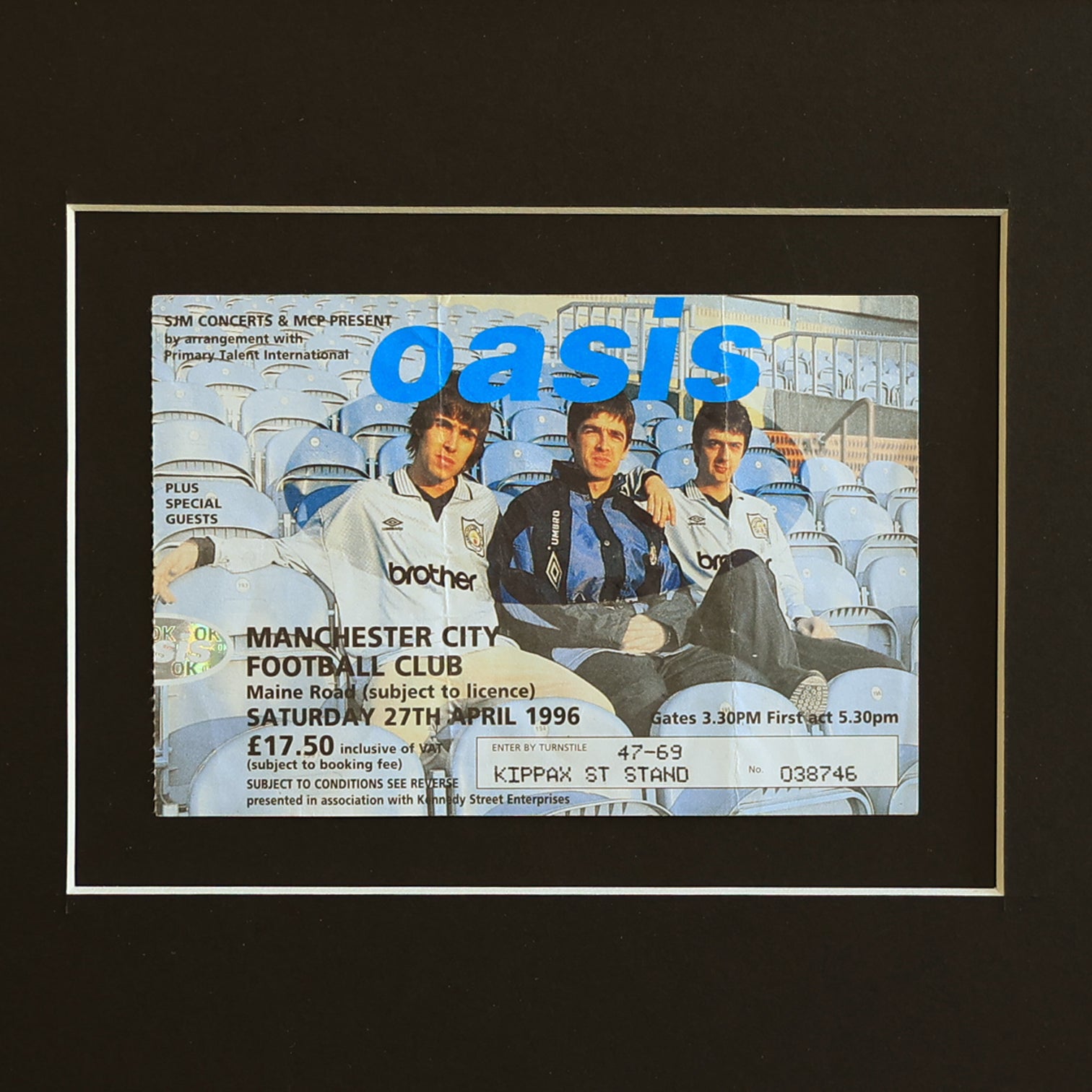 Oasis - Maine Road 1996 Framed Ticket - New Item