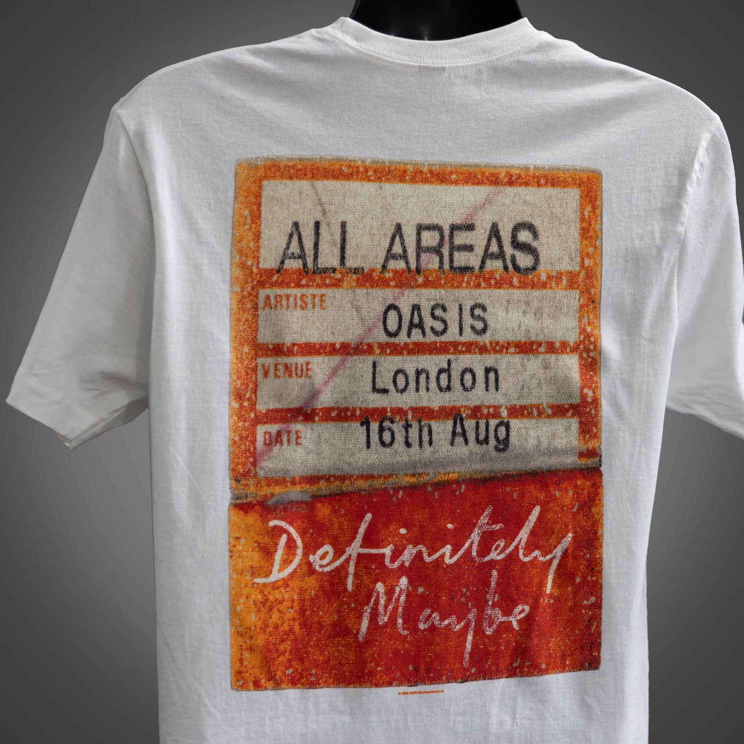 Oasis Definitely Maybe Tour Pass T Shirt White - New Item