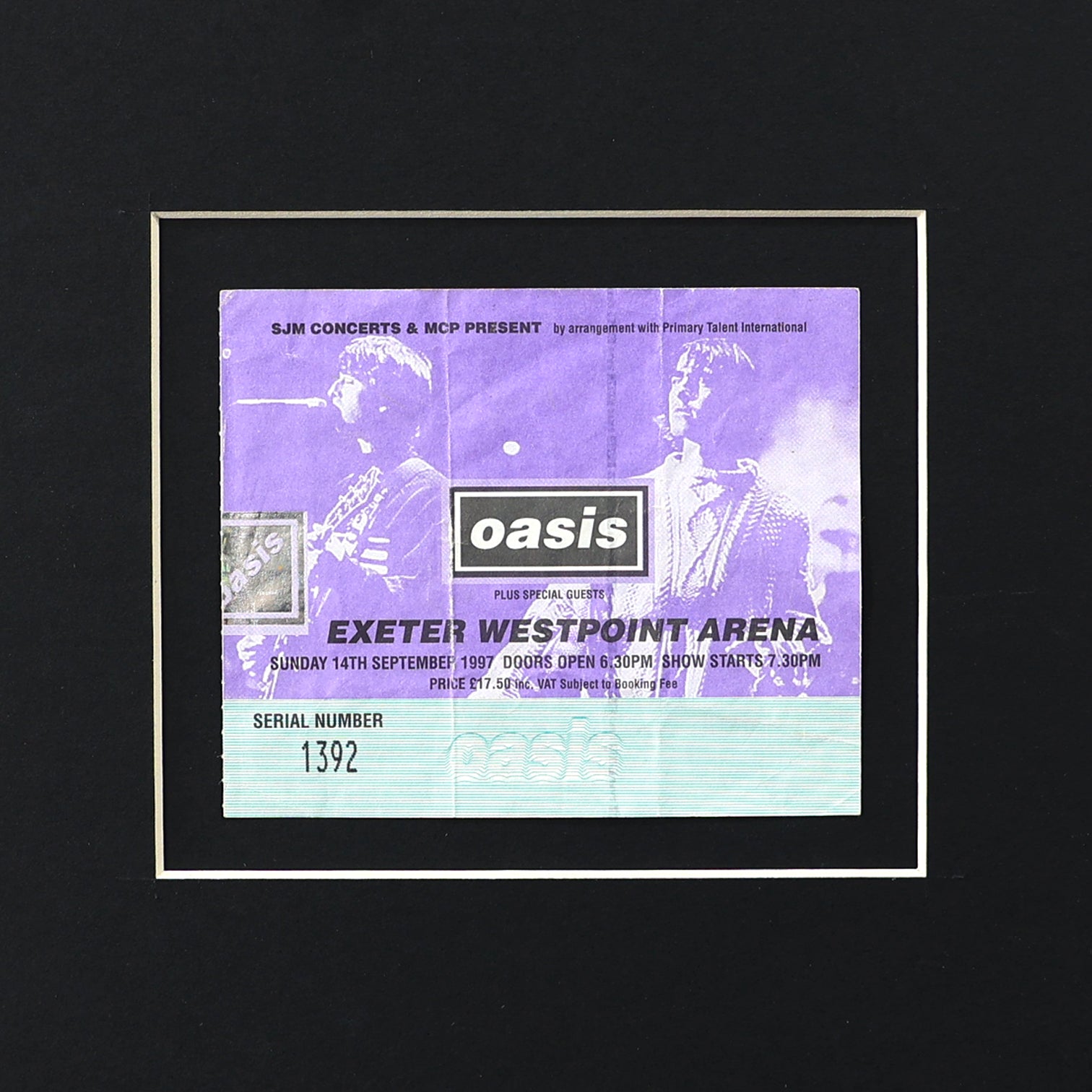 Oasis - Exeter Westpoint 1997 Framed Ticket - New Item