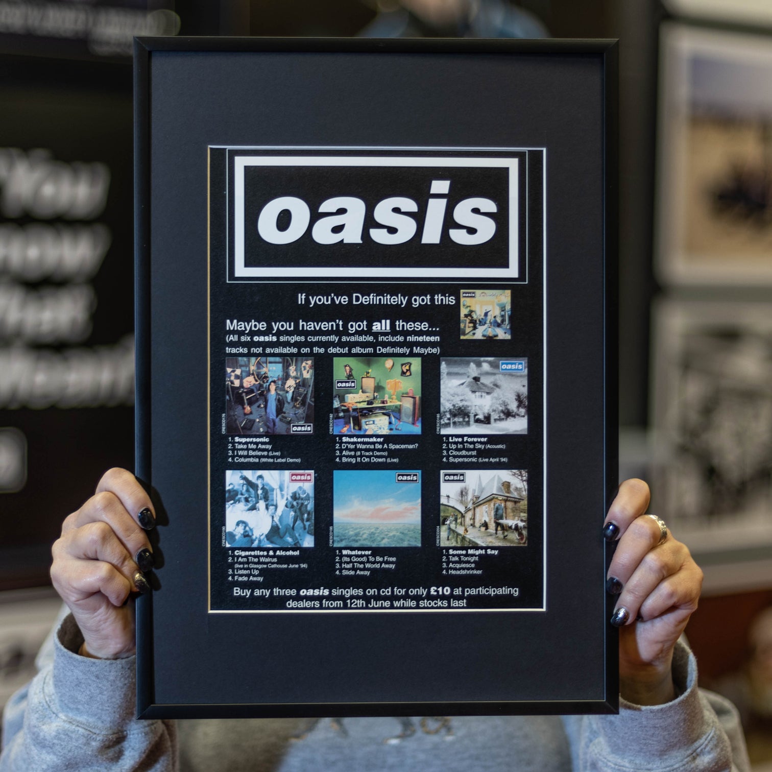 Oasis - 1994/5 Singles Framed Ad - New Item